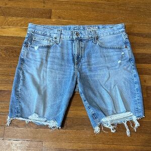 Ag Adriano Goldschmied Light Blue Distressed Jean Shorts, Sz 30